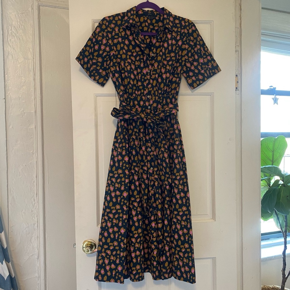 J.Crew Pink Leopard Print A-line Dress, Size 2.